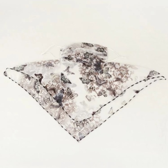 Black & White Beautiful Butterfly Face Mask & Scarf - Picture 2 of 5